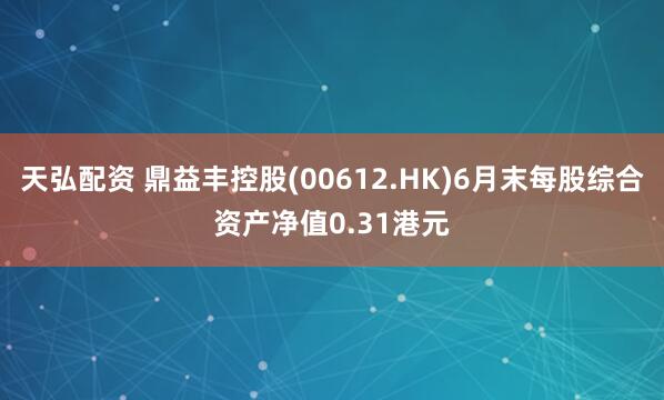 天弘配资 鼎益丰控股(00612.HK)6月末每股综合资产净值0.31港元