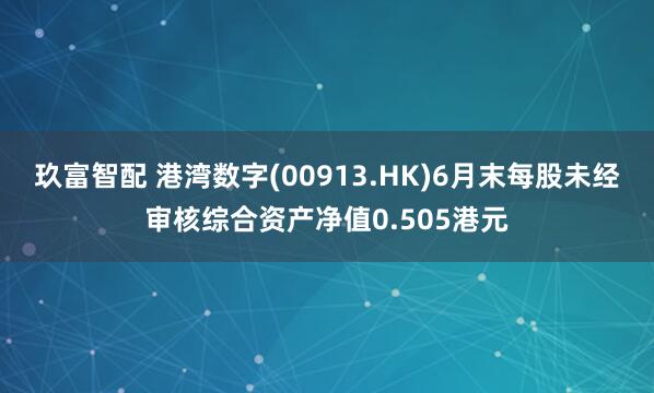 玖富智配 港湾数字(00913.HK)6月末每股未经审核综合资产净值0.505港元